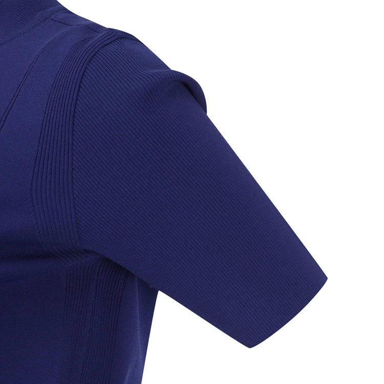 Áo knit golf nữ cổ tròn tay lỡ màu xanh dương — ảnh 4