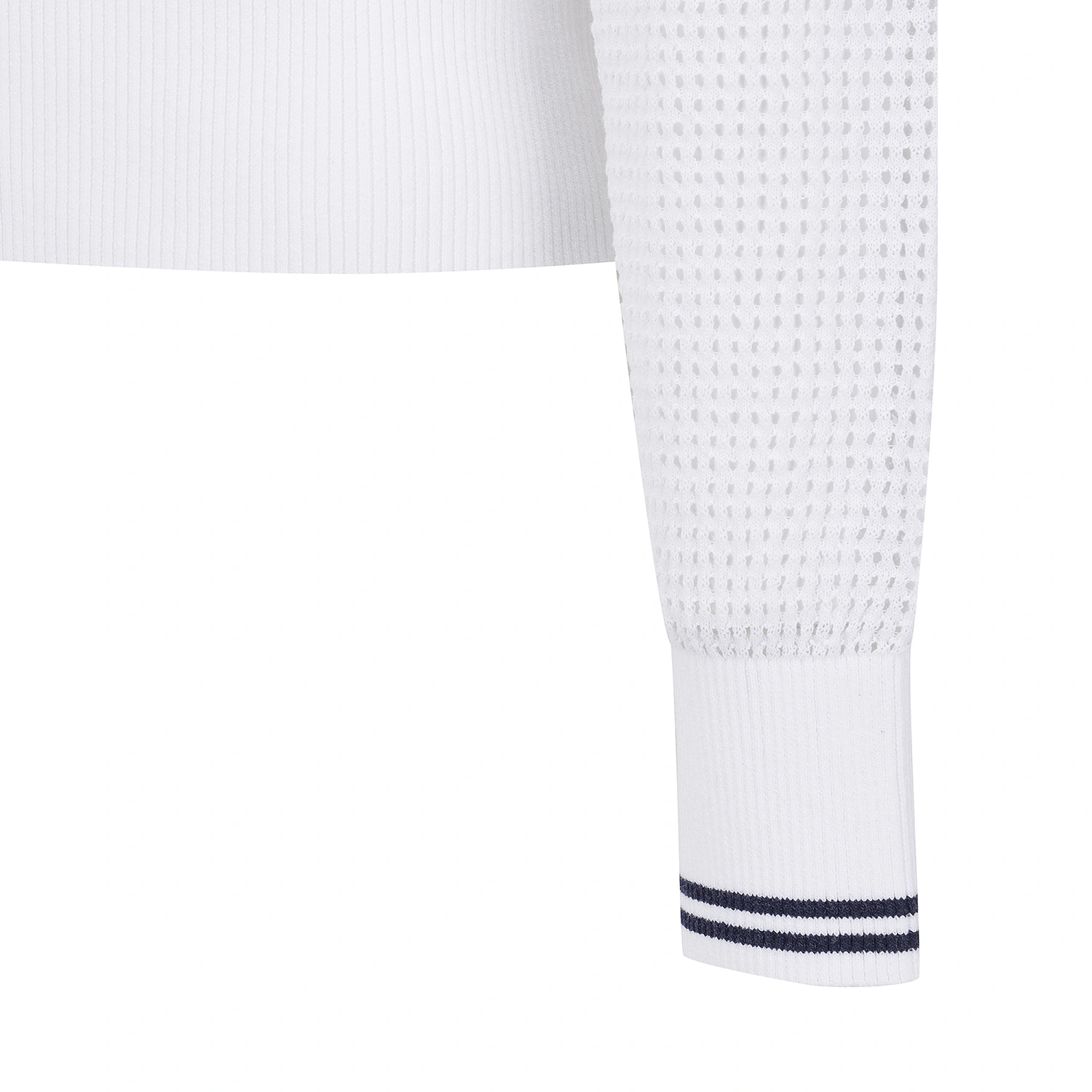 Áo knit golf nữ cổ thủy thủ phối viền xanh navy trắng — ảnh 5