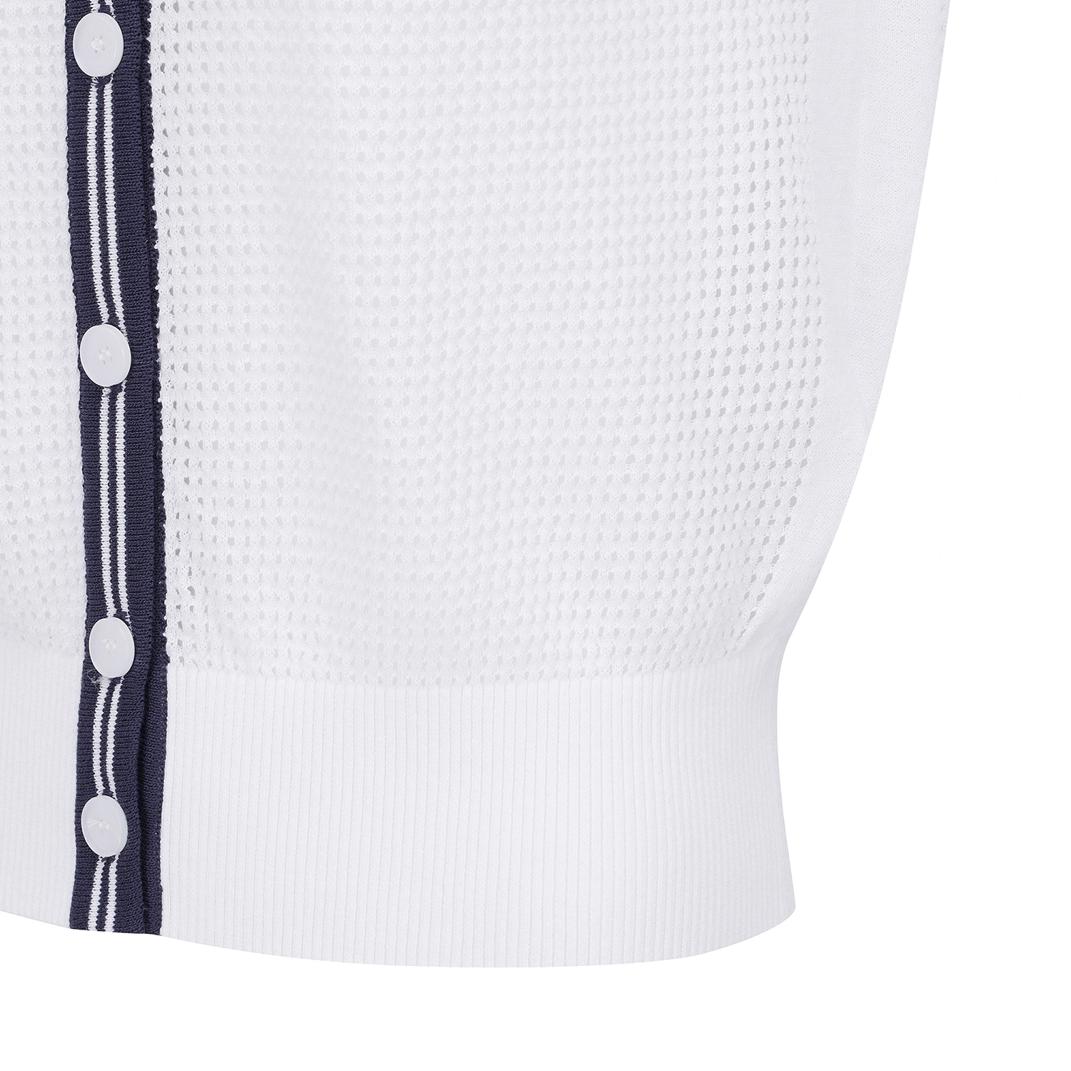 Áo knit golf nữ cổ thủy thủ phối viền xanh navy trắng — ảnh 6