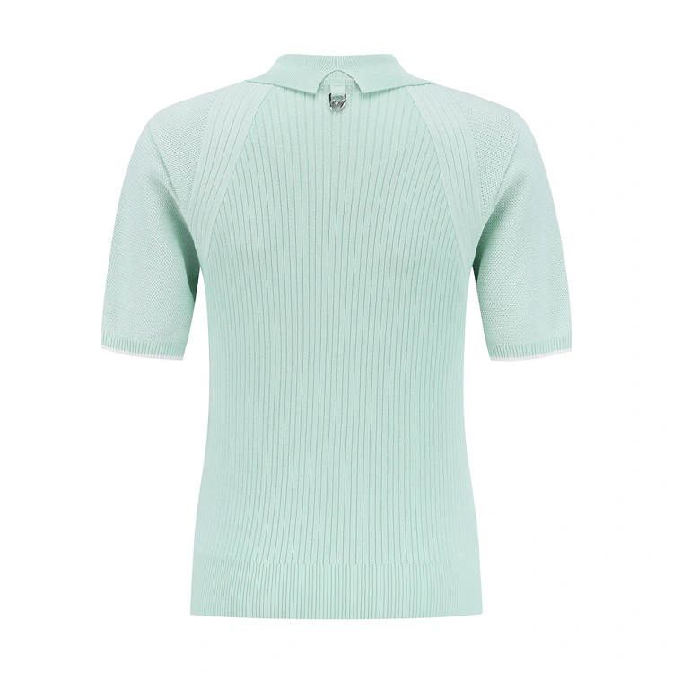 Áo knit golf nữ cổ sen tay ngắn màu xanh mint — ảnh 3