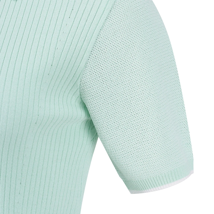 Áo knit golf nữ cổ sen tay ngắn màu xanh mint — ảnh 5