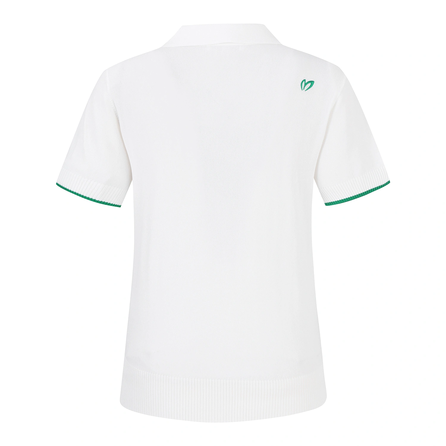 Áo knit golf nữ cổ bẻ tay ngắn màu trắng viền xanh — ảnh 3