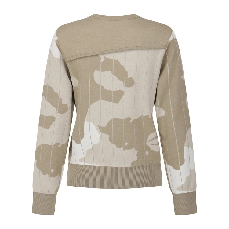 Áo knit golf nữ họa tiết camo màu be — ảnh 2