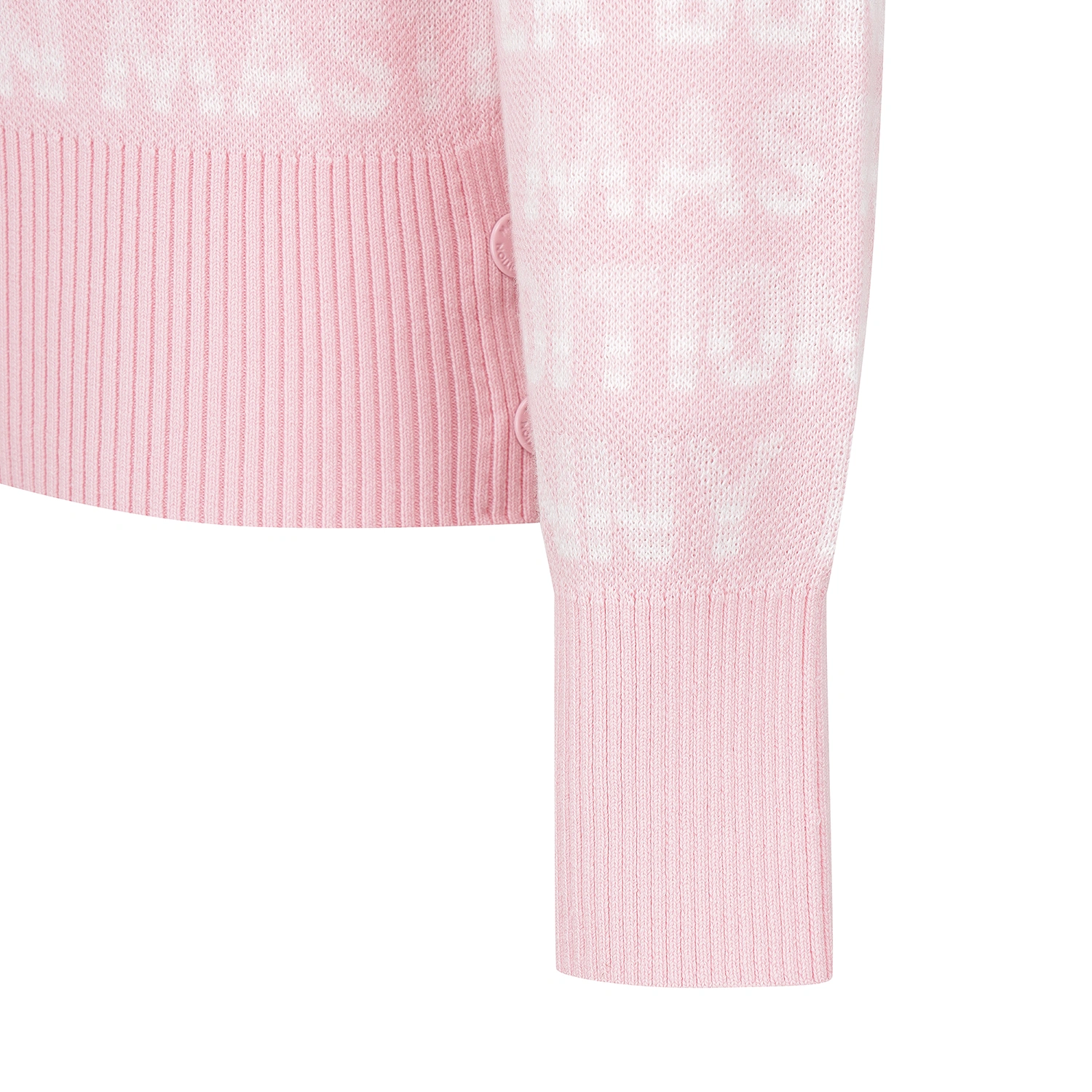 Áo knit golf nữ họa tiết chữ nổi bật màu hồng — ảnh 5