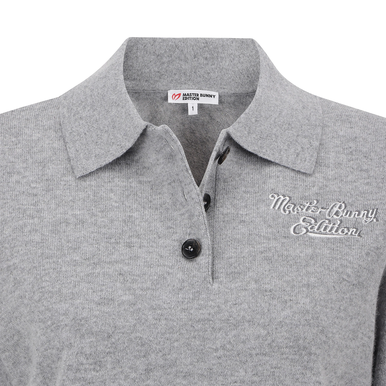 Áo knit golf nữ cổ bẻ tay lỡ màu xám — ảnh 3