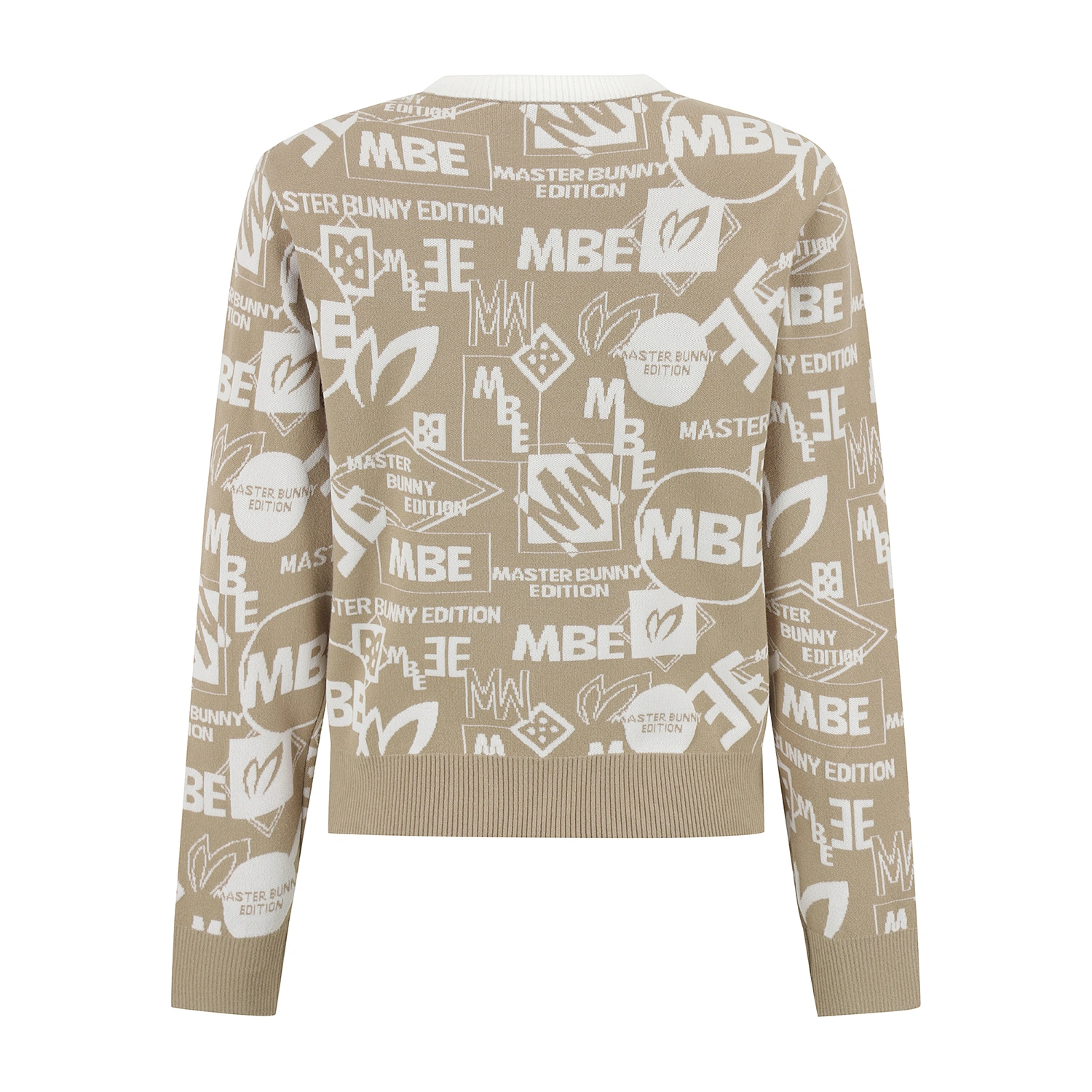 Áo knit golf nữ họa tiết logo nổi bật màu be — ảnh 2