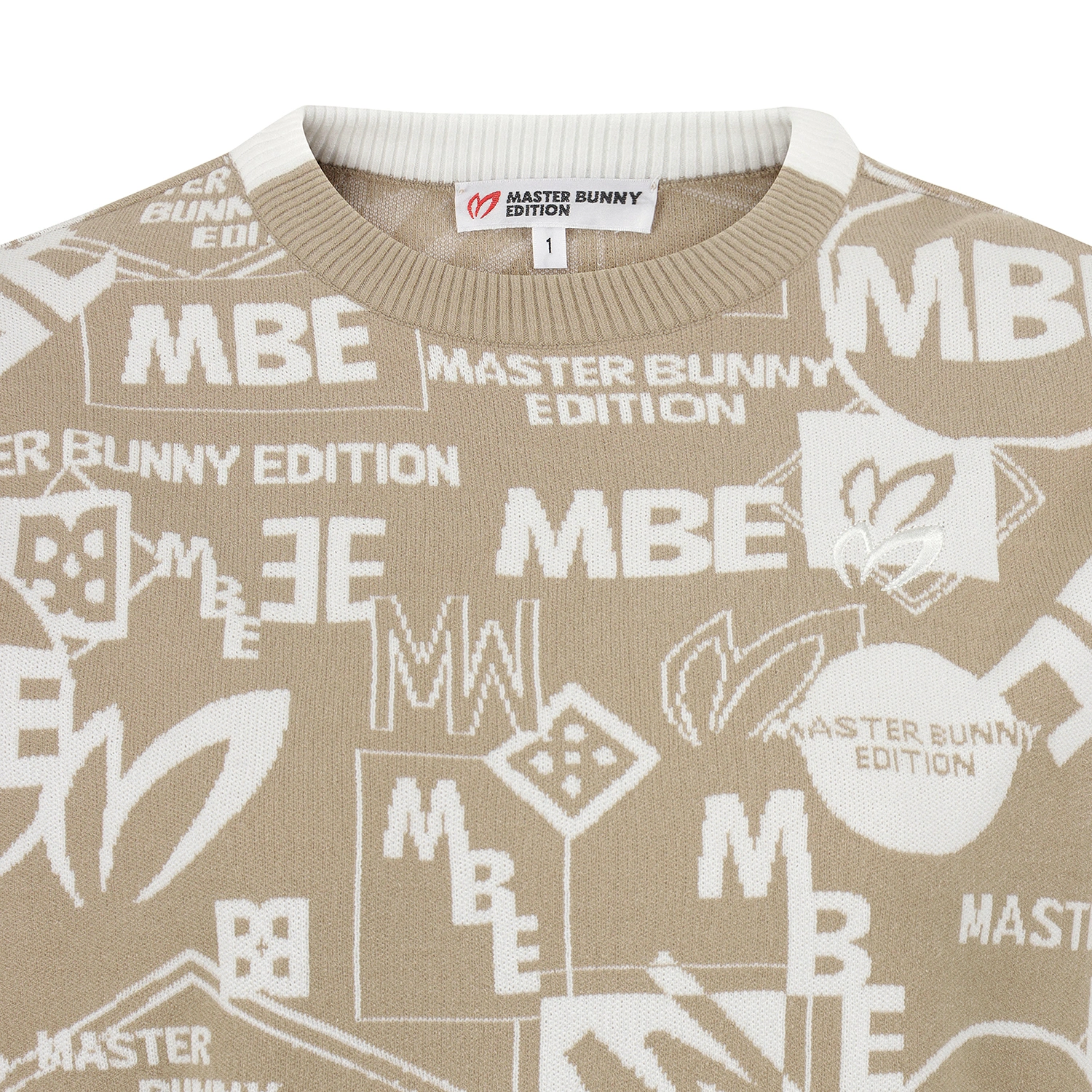 Áo knit golf nữ họa tiết logo nổi bật màu be — ảnh 3