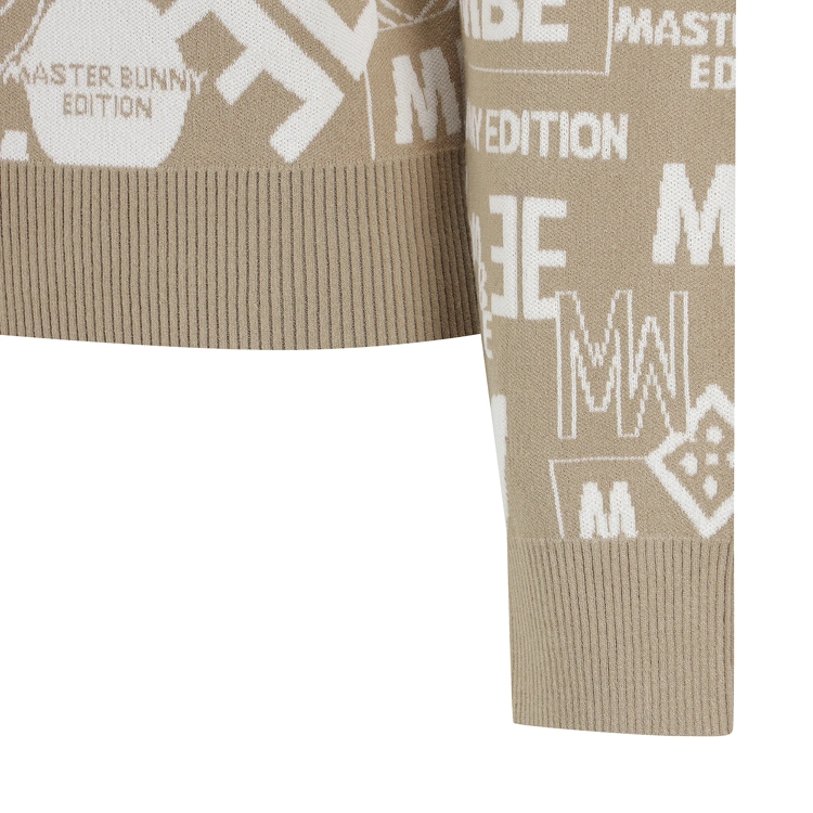 Áo knit golf nữ họa tiết logo nổi bật màu be — ảnh 4