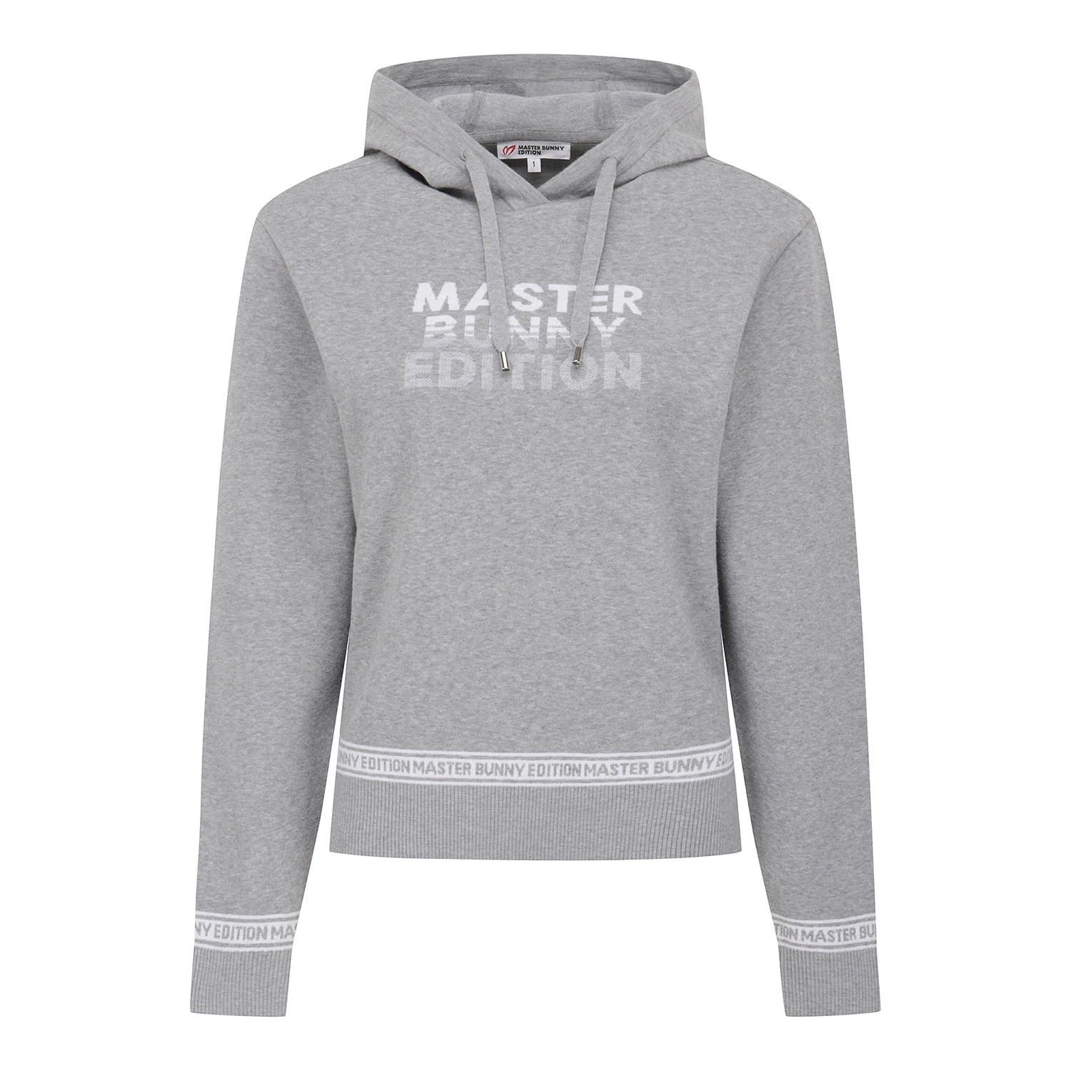 Áo hoodie knit golf nữ màu xám in logo Master Bunny Edition trắng