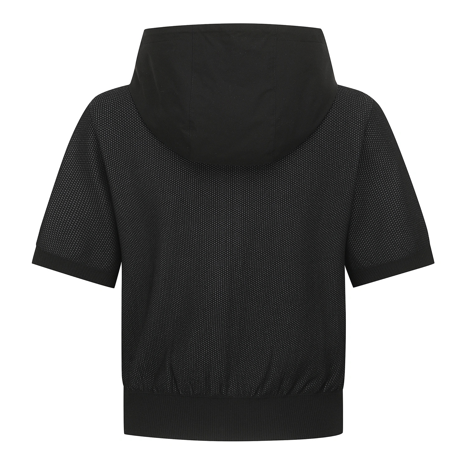 Áo knit golf nữ tay ngắn có mũ màu đen — ảnh 2