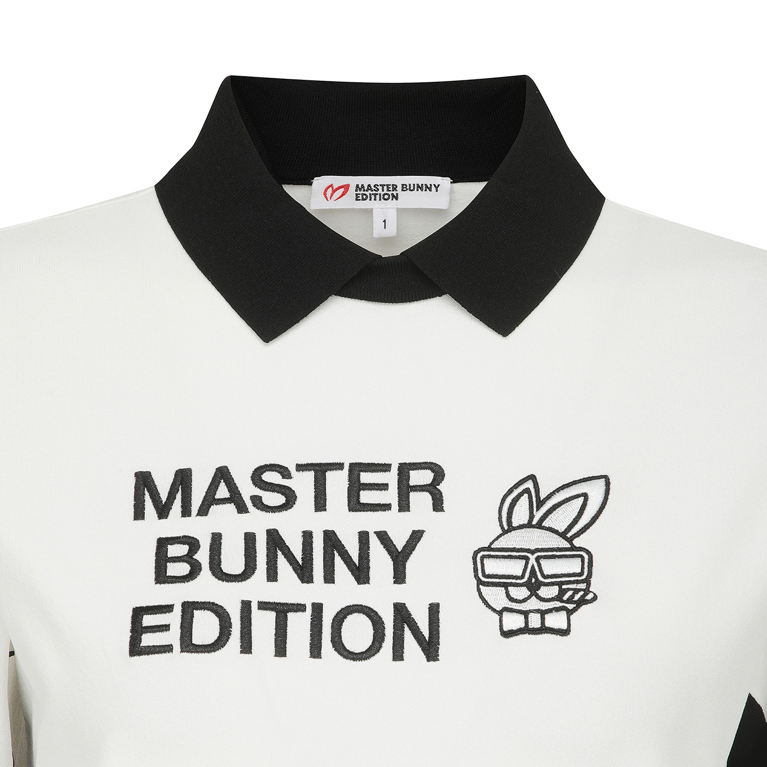 Áo knit golf nữ cổ phối màu trắng đen — ảnh 3