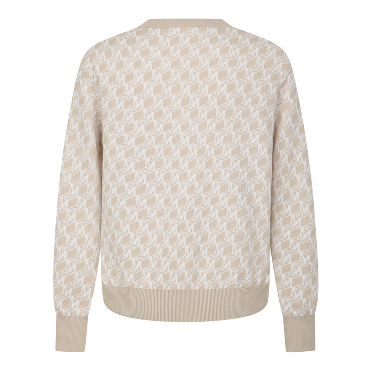 Áo knit golf nữ họa tiết logo phối túi màu be — ảnh 2