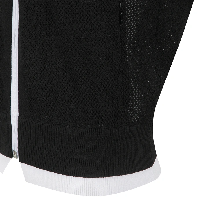 Áo knit golf nữ dáng bomber có mũ màu đen — ảnh 5