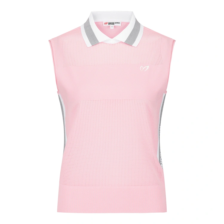 Áo vest golf nữ không tay cổ bẻ phối màu hồng — Master Bunny Edition | Seoul Golf Fashion
