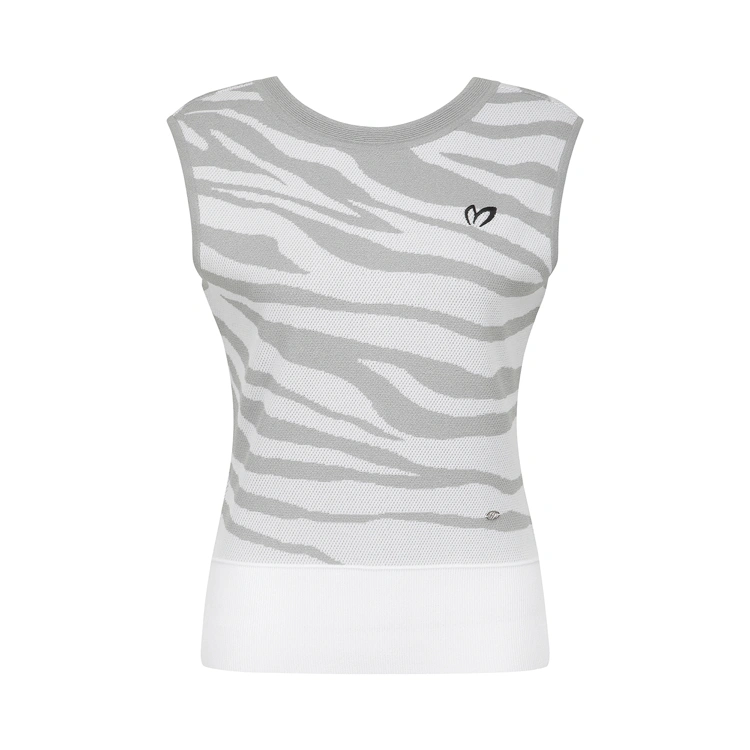 Áo vest golf nữ màu trắng cổ tròn không tay — Master Bunny Edition | Seoul Golf Fashion