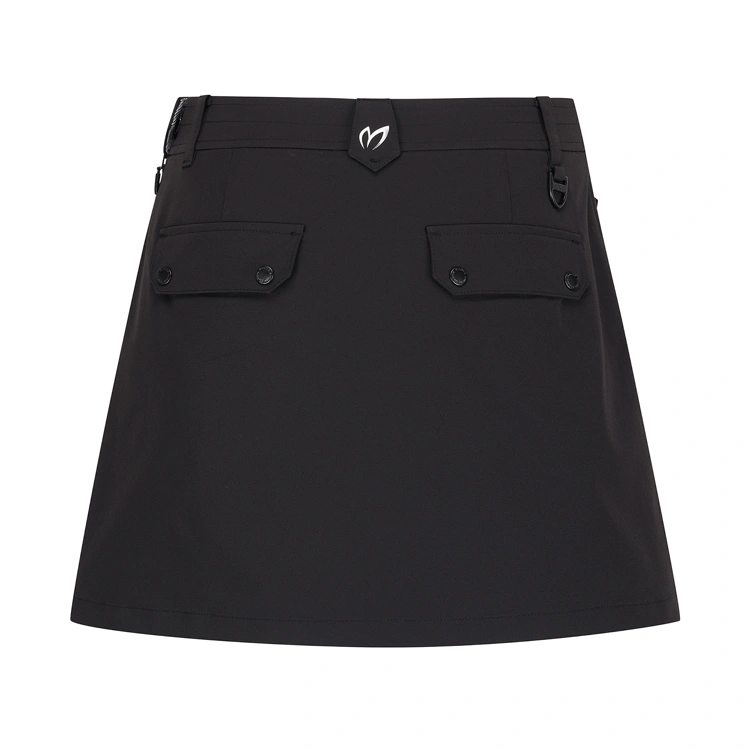 Váy golf nữ dáng chữ A đắp chéo màu đen — ảnh 2