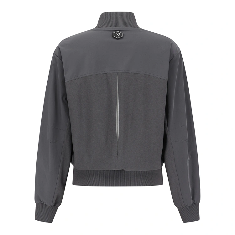 Áo knit golf nữ cổ cao màu xám — ảnh 2
