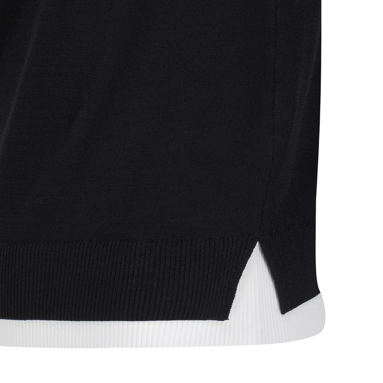 Áo knit golf nữ cổ V tay lỡ màu đen — ảnh 5