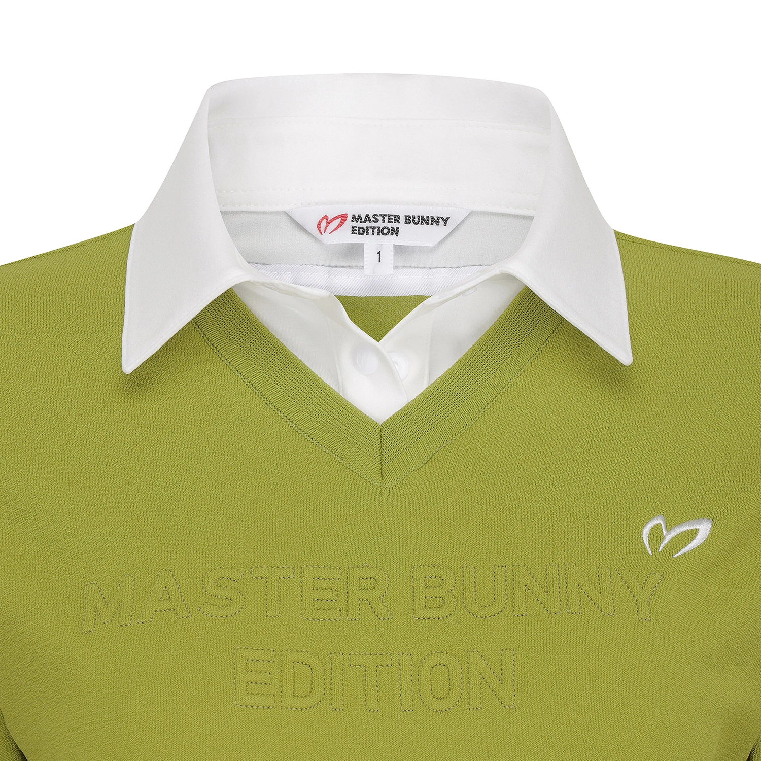 Áo knit golf nữ tay ngắn cổ tim màu xanh lá — ảnh 4