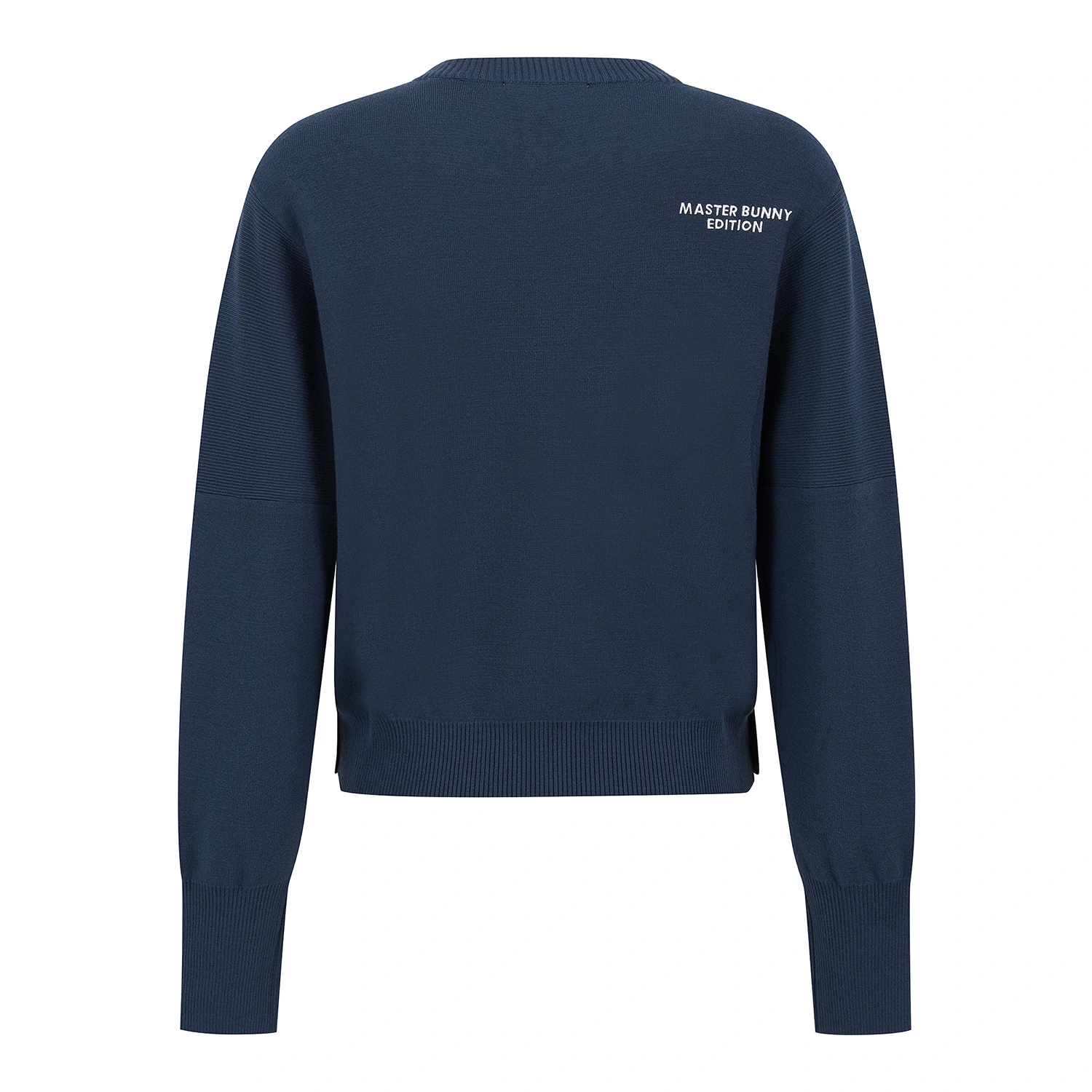 Áo knit golf nữ cổ tròn màu xanh dương đậm — ảnh 2