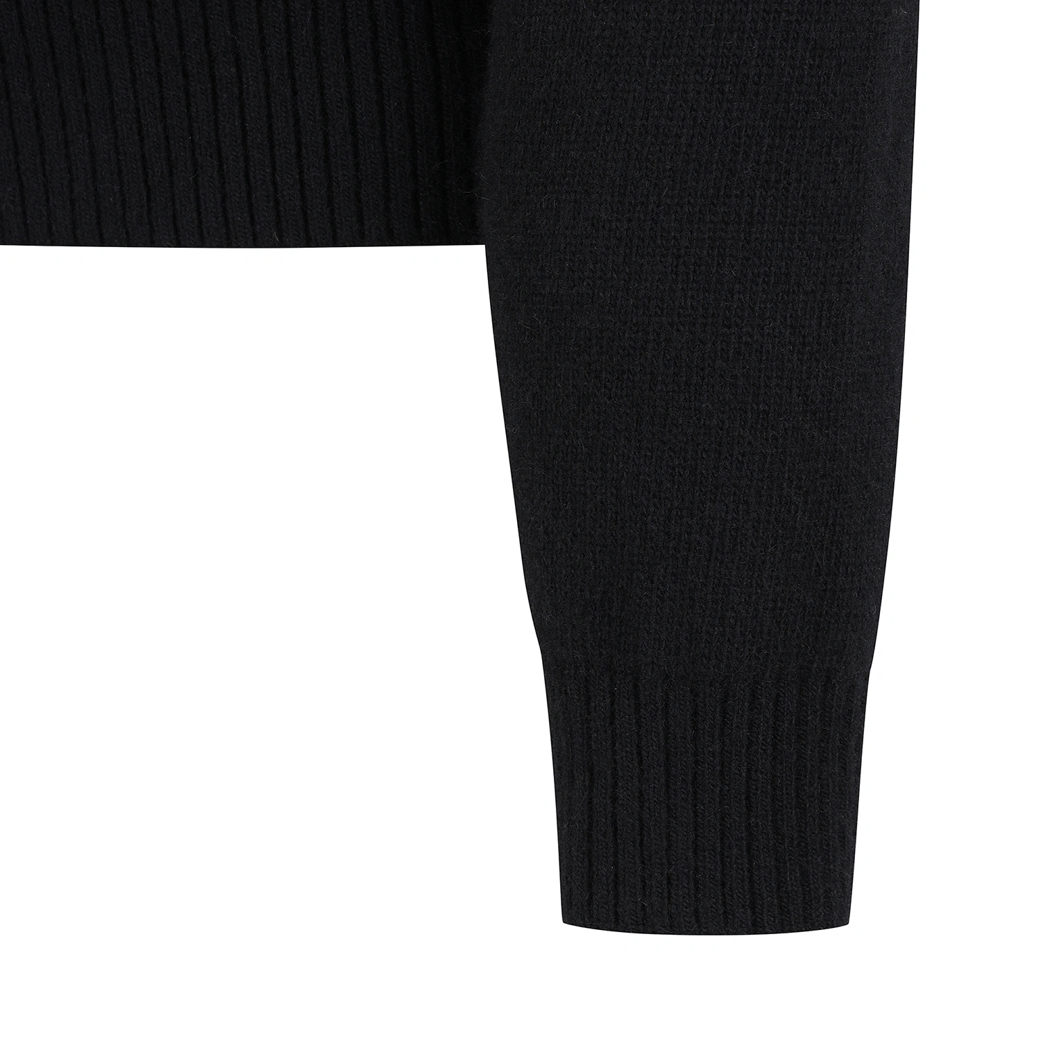 Áo knit golf nữ cổ đứng phối vải phao màu đen — ảnh 4
