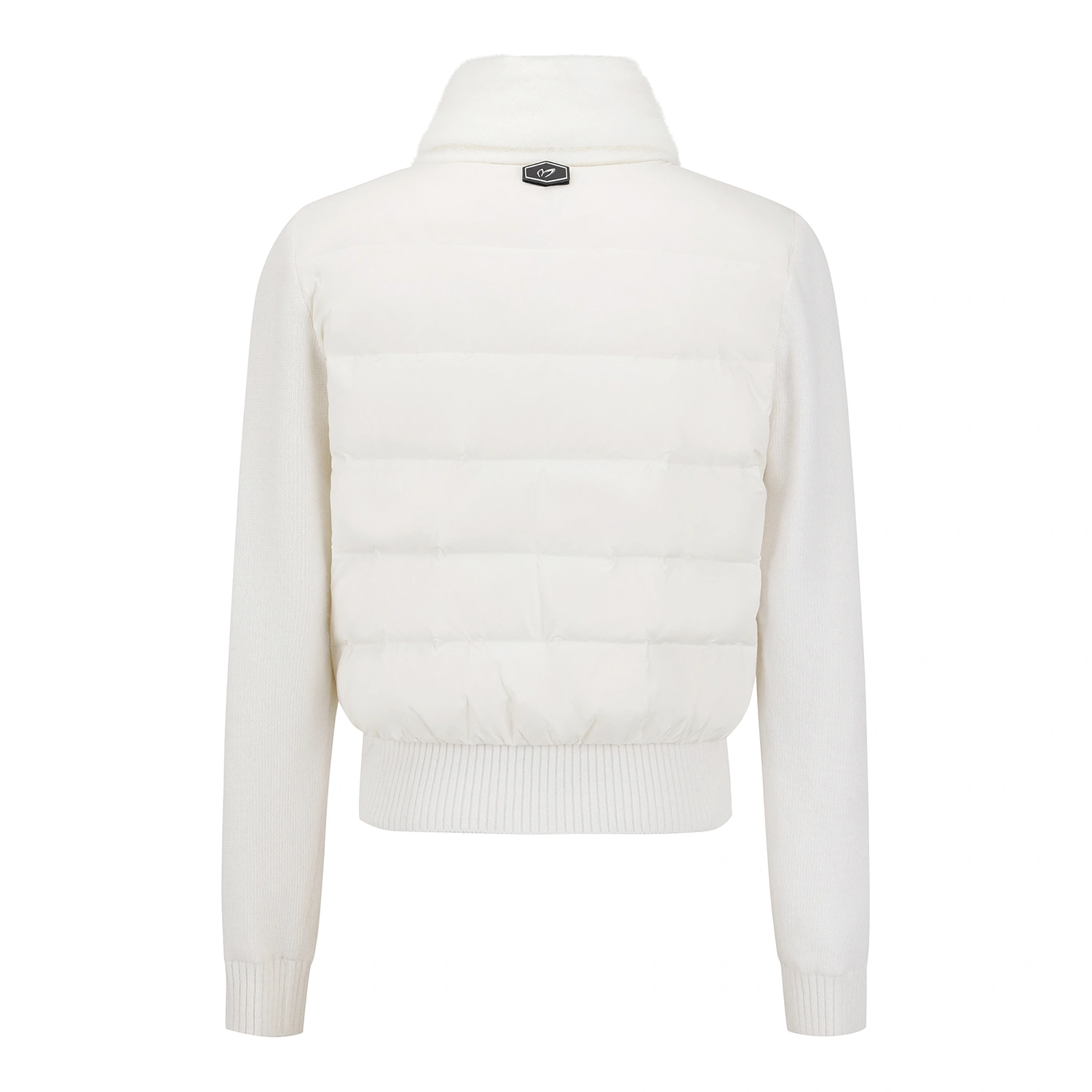Áo knit golf nữ phối thân bông màu trắng — ảnh 2