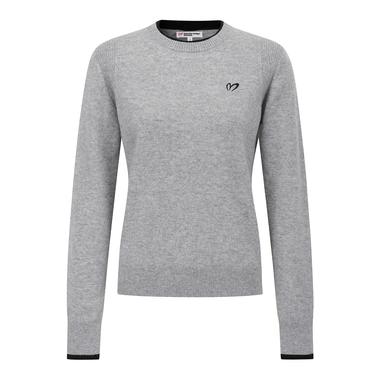 Áo knit golf nữ cổ tròn tay dài màu xám — Master Bunny Edition | Seoul Golf Fashion