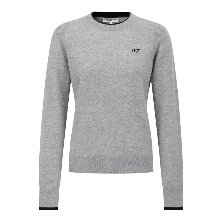 Áo knit golf nữ cổ tròn tay dài màu xám — Master Bunny Edition | Seoul Golf Fashion
