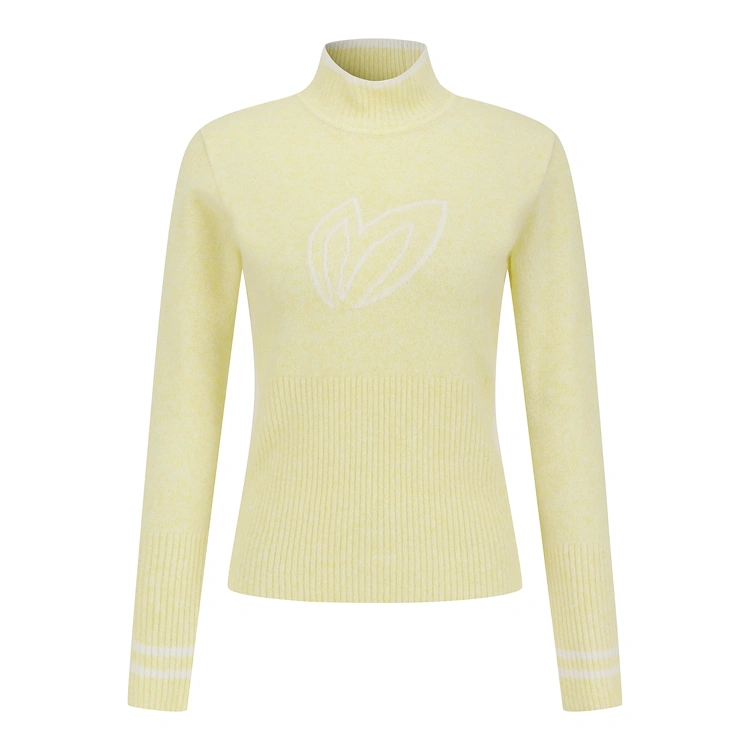 Áo knit golf nữ cổ cao tay dài màu vàng — Master Bunny Edition | Seoul Golf Fashion