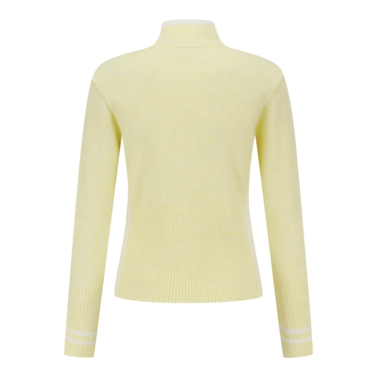 Áo knit golf nữ cổ cao tay dài màu vàng — ảnh 2