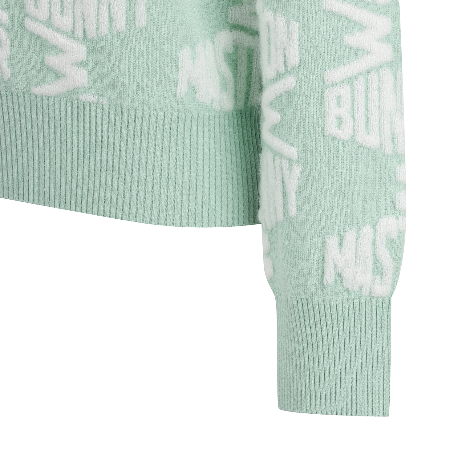 Áo knit golf nữ họa tiết chữ màu xanh mint — ảnh 4