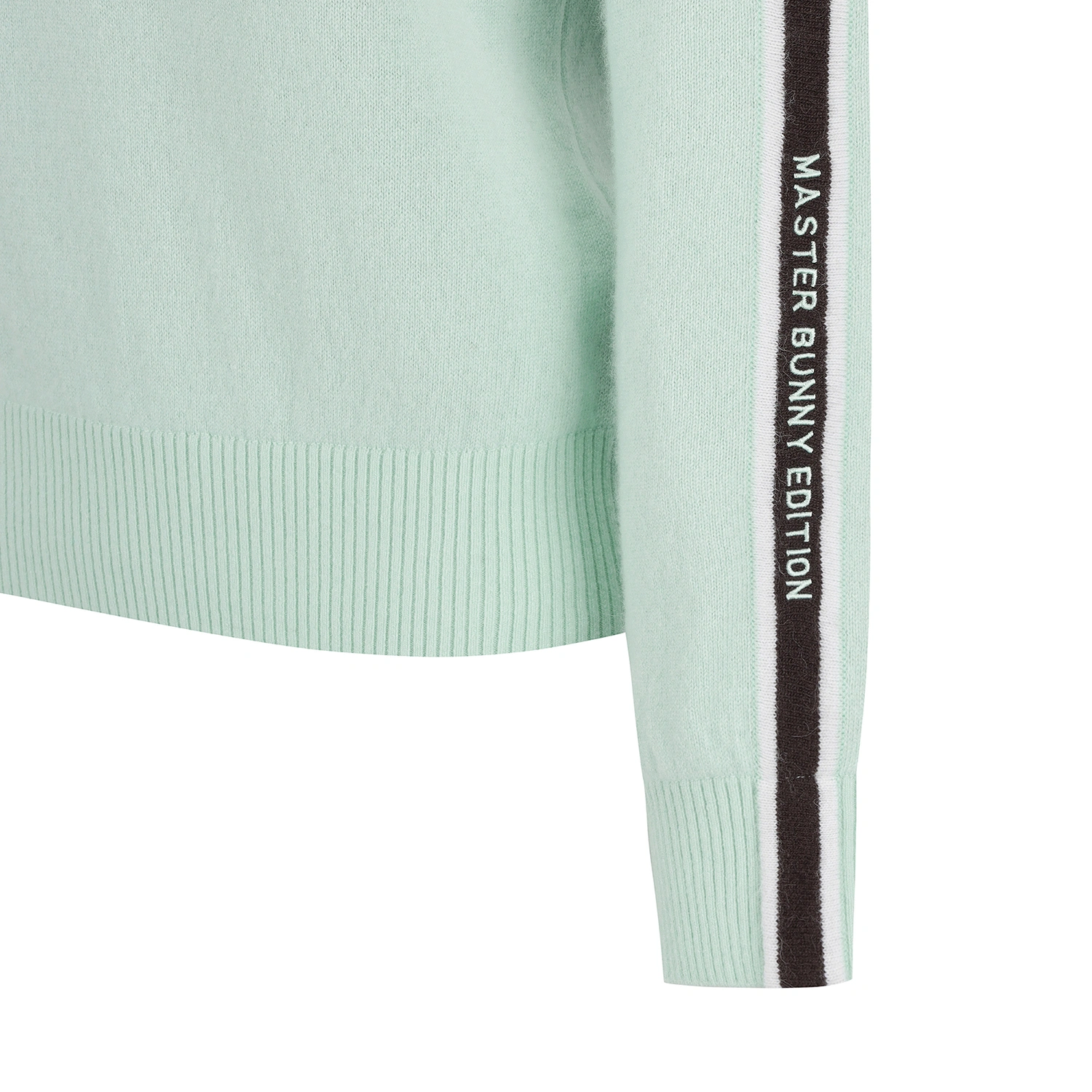 Áo knit golf nữ cổ cao phối viền kẻ màu xanh mint — ảnh 4