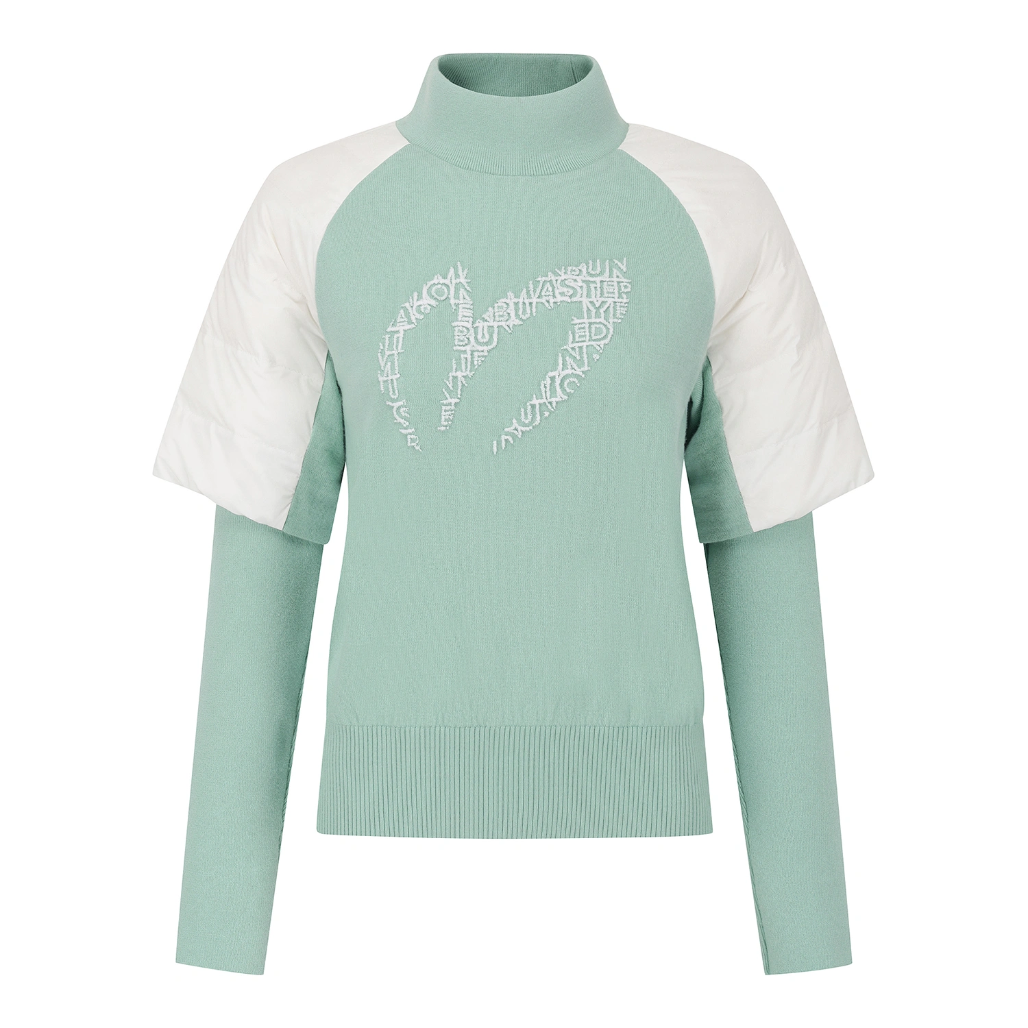 Áo knit golf nữ Master Bunny Edition cổ lọ phối tay ngắn màu xanh mint