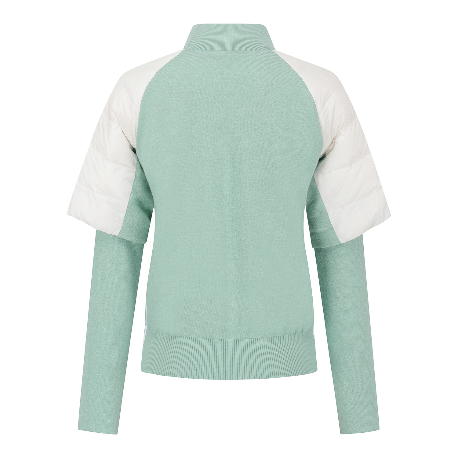 Áo knit golf nữ cổ lọ tay dài phối tay ngắn màu xanh mint — ảnh 2