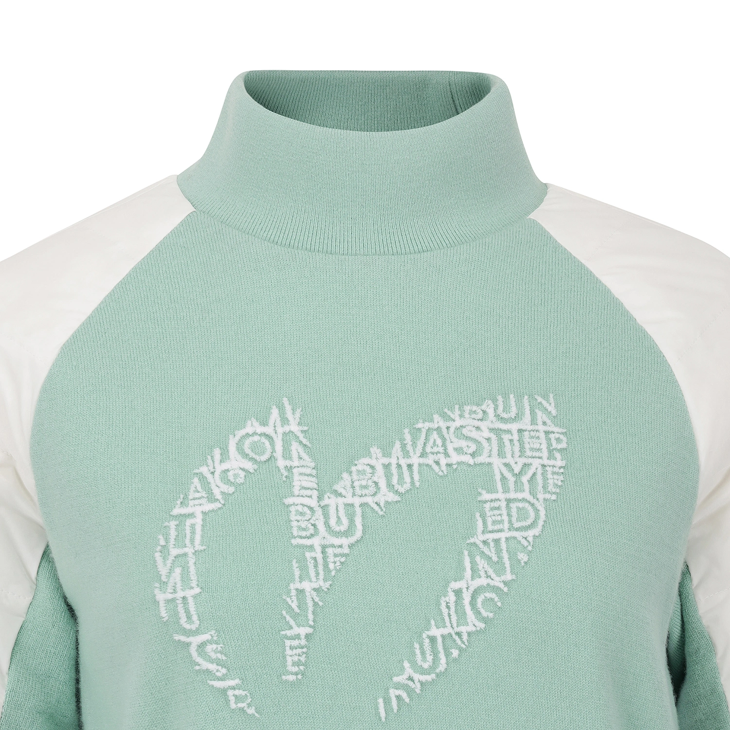 Áo knit golf nữ cổ lọ tay dài phối tay ngắn màu xanh mint — ảnh 3