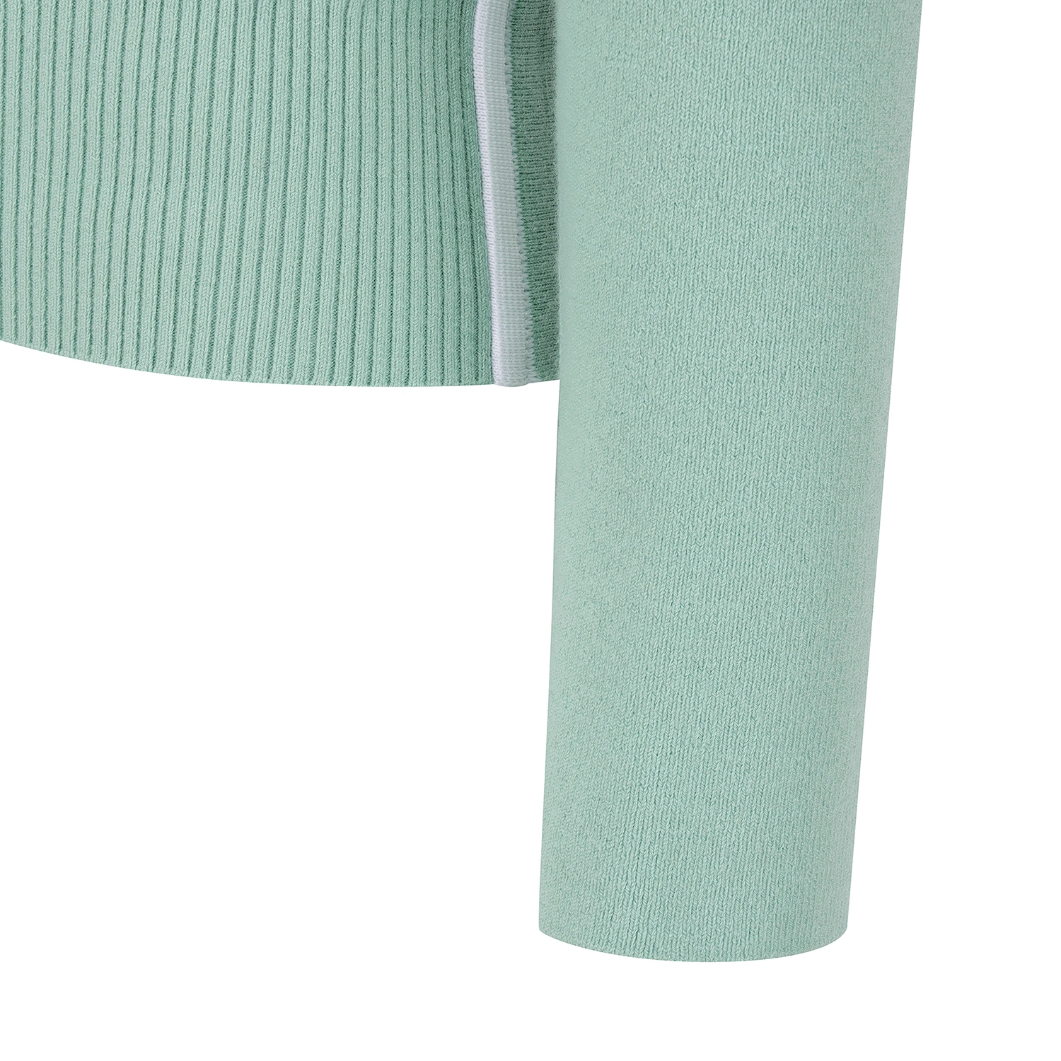 Áo knit golf nữ cổ lọ tay dài phối tay ngắn màu xanh mint — ảnh 4