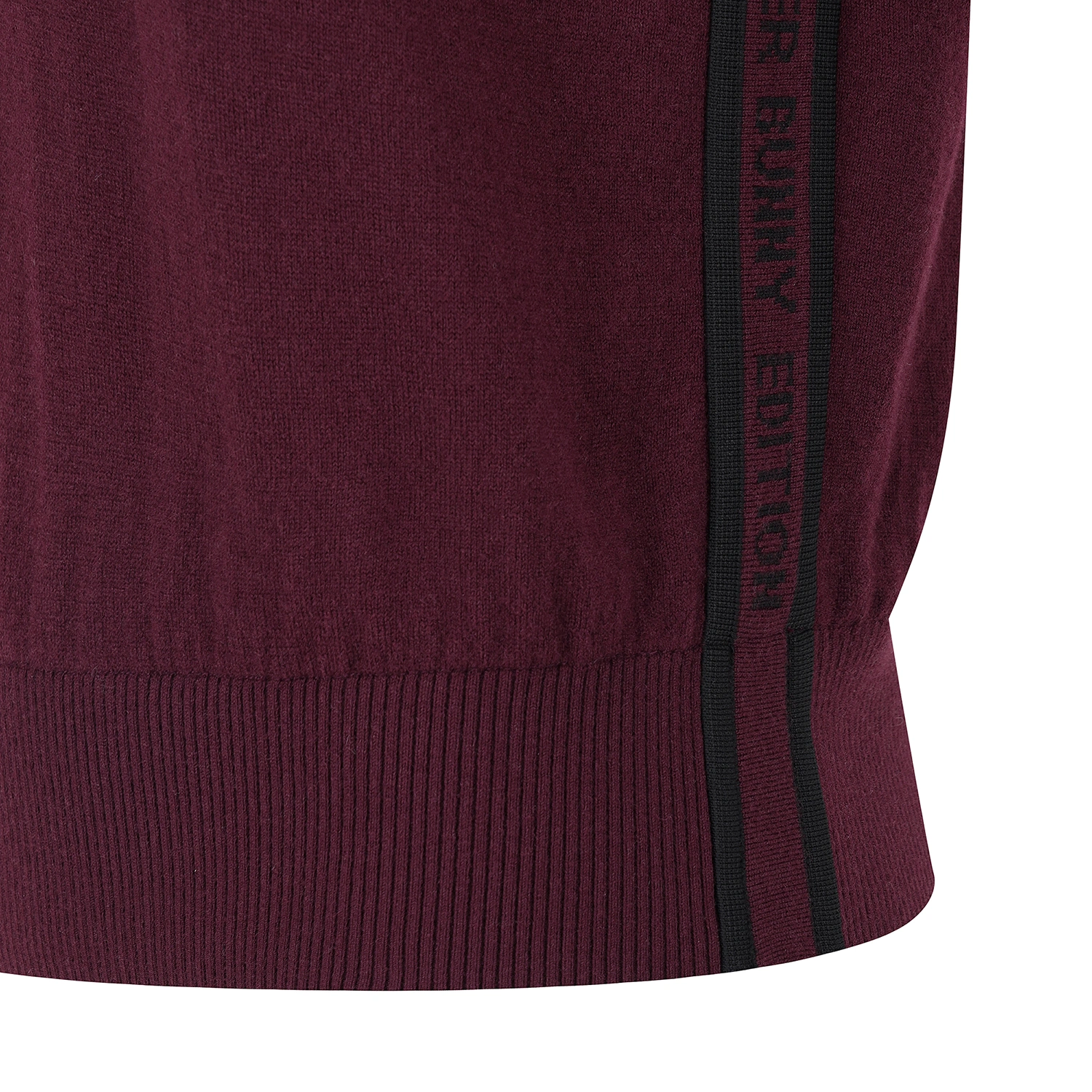 Áo knit golf nữ cổ trụ phối tay lửng màu đỏ rượu vang — ảnh 5