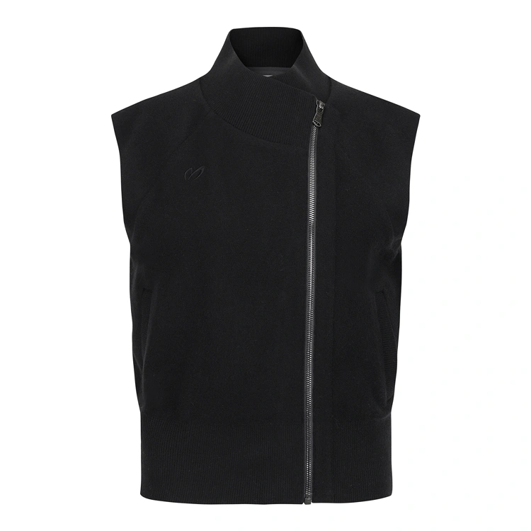 Áo vest golf nữ cổ cao khóa chéo màu đen — Master Bunny Edition | Seoul Golf Fashion
