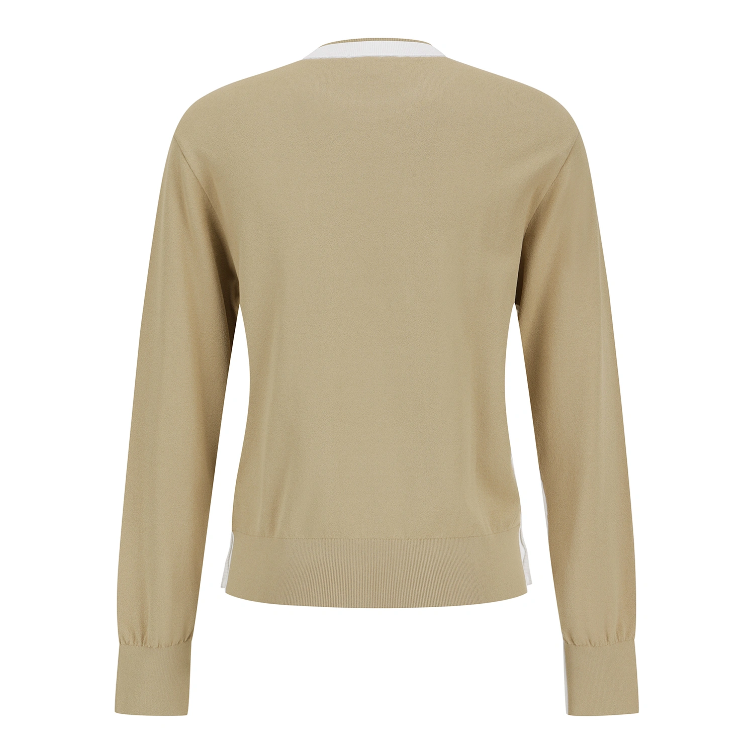 Áo knit golf nữ tay dài phối viền logo nổi màu ngà — ảnh 2