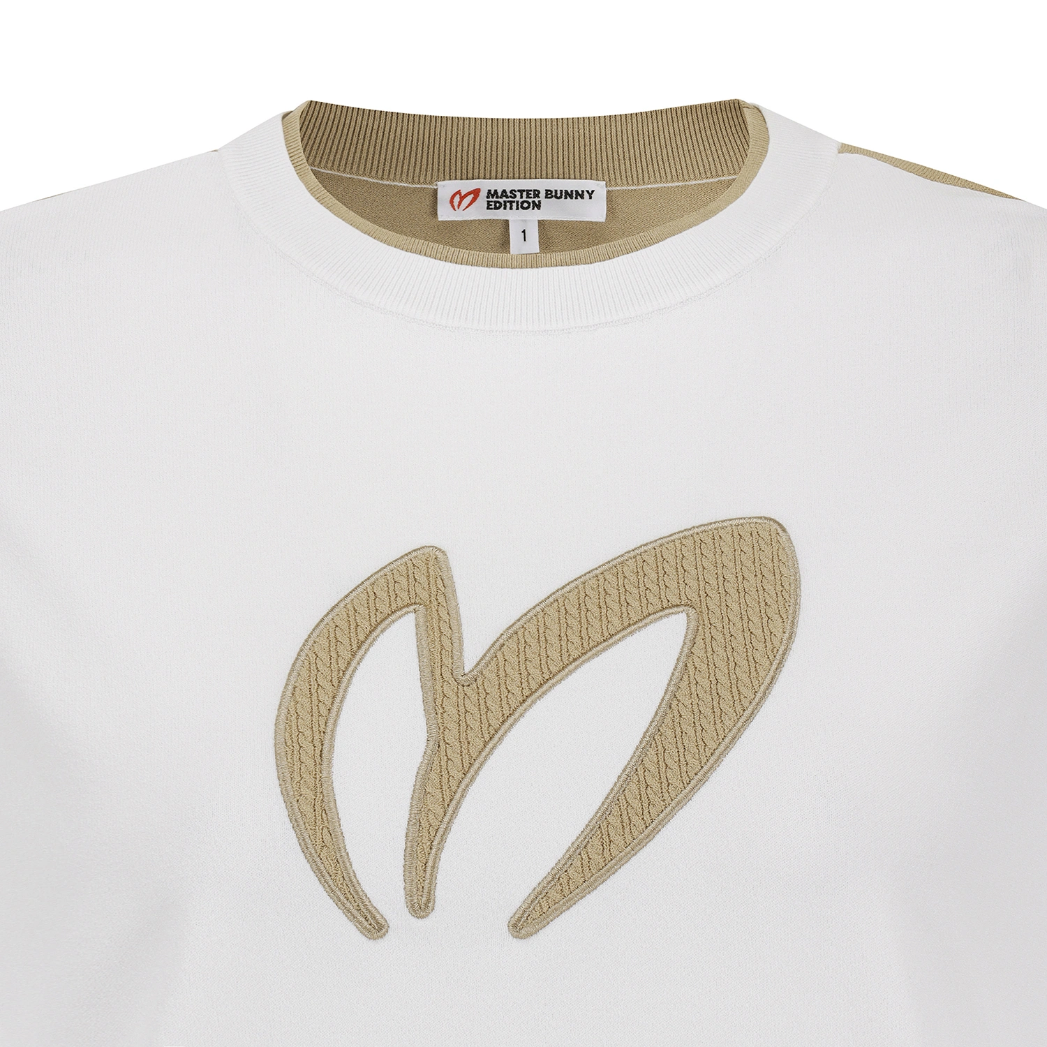 Áo knit golf nữ tay dài phối viền logo nổi màu ngà — ảnh 3