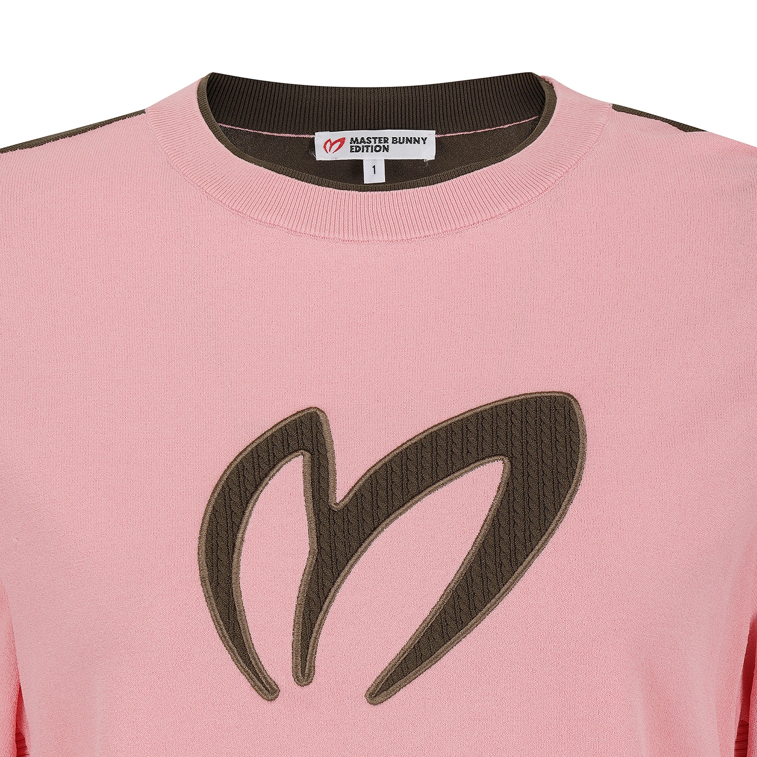 Áo knit golf nữ tay dài phối logo nâu hồng — ảnh 3