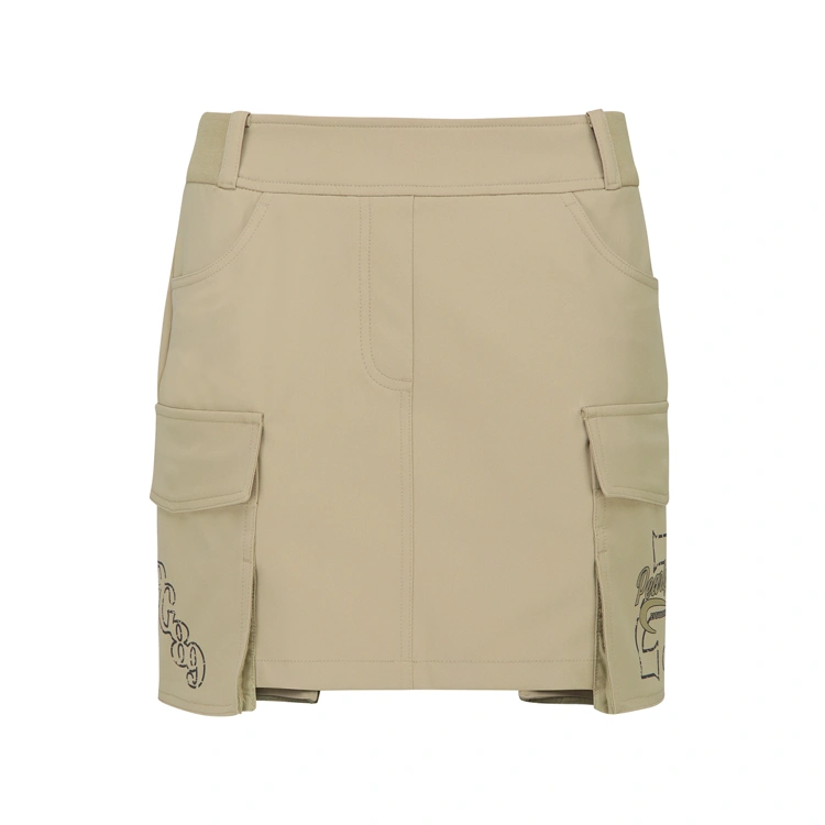 Chân váy golf nữ dáng chữ A màu be — Pearly Gates | Seoul Golf Fashion