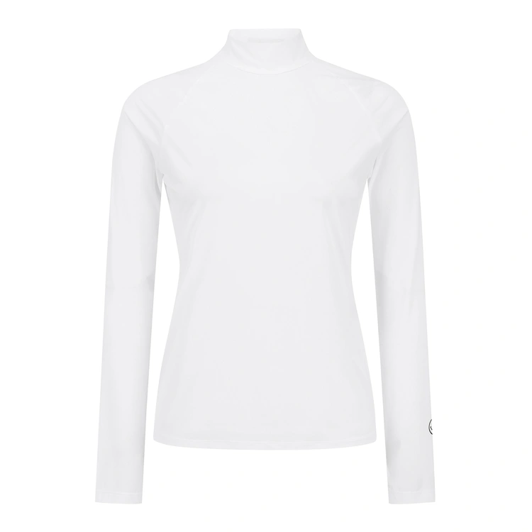 Áo golf nữ cổ cao tay dài màu trắng — Pearly Gates | Seoul Golf Fashion