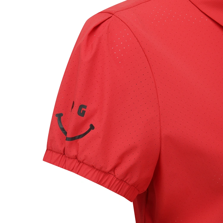Áo golf nữ tay ngắn cổ bẻ phối bèo màu đỏ — ảnh 4