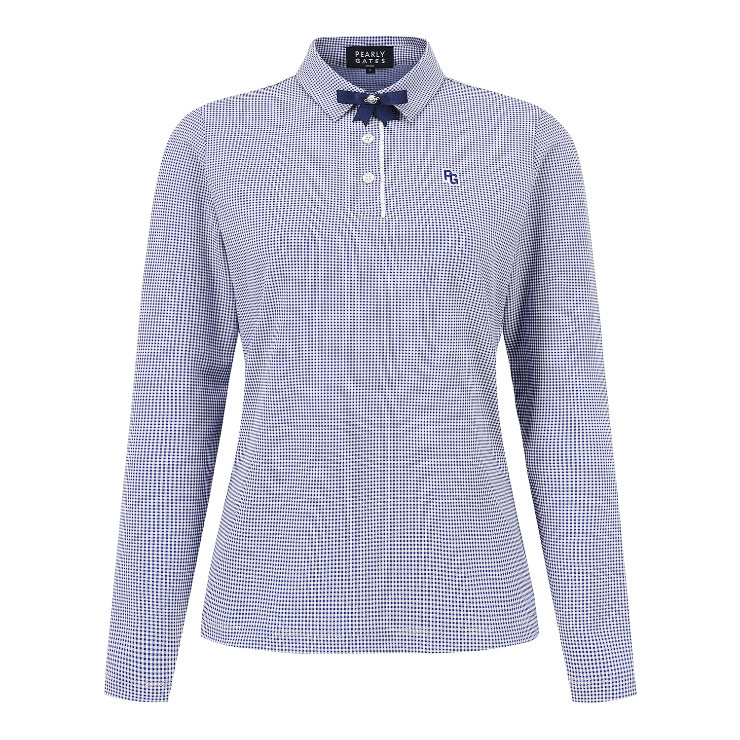 Áo golf nữ tay dài kẻ caro xanh navy — ảnh 2