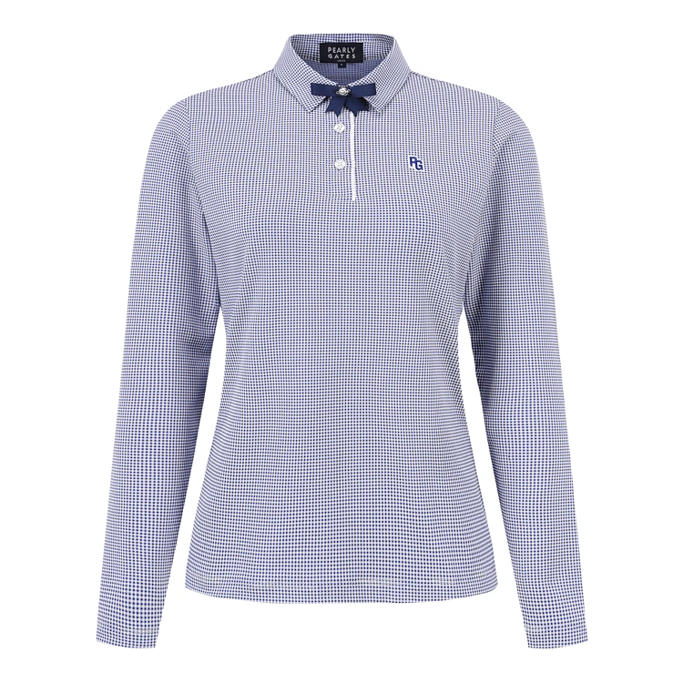 Áo golf nữ tay dài kẻ caro xanh navy — ảnh 2