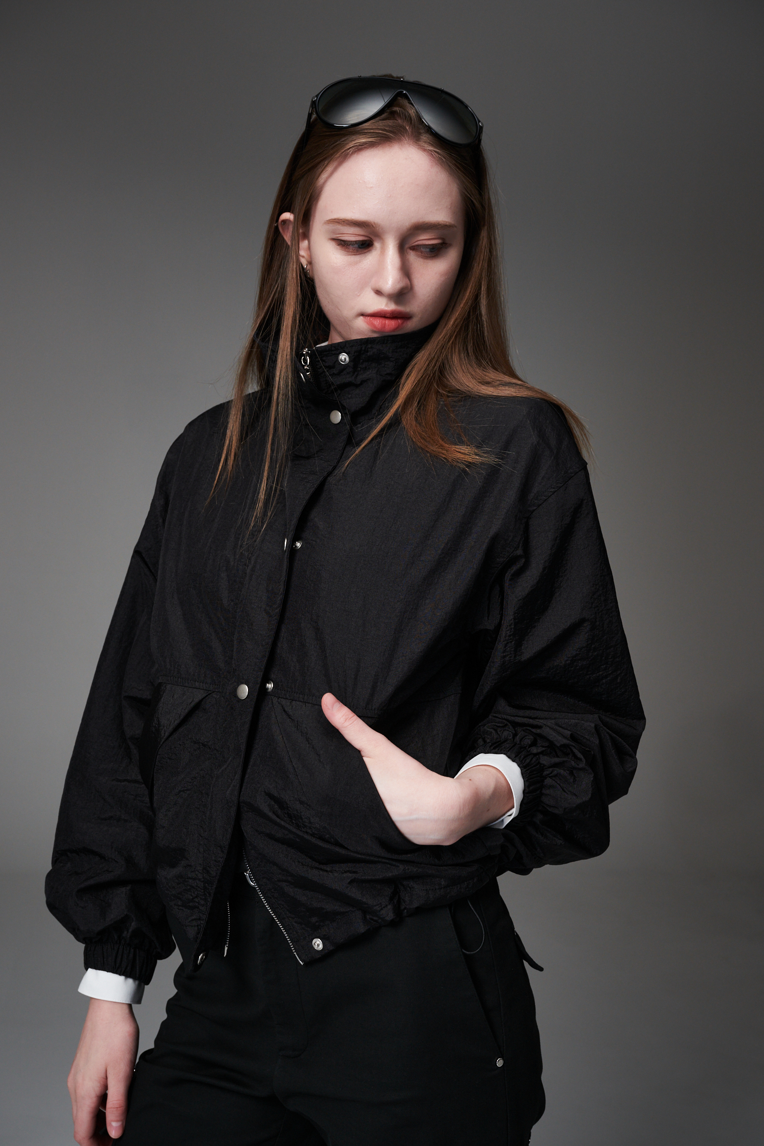 Mock neck string jumper 모크넥 스트링 점퍼 BK - 버킷스토어